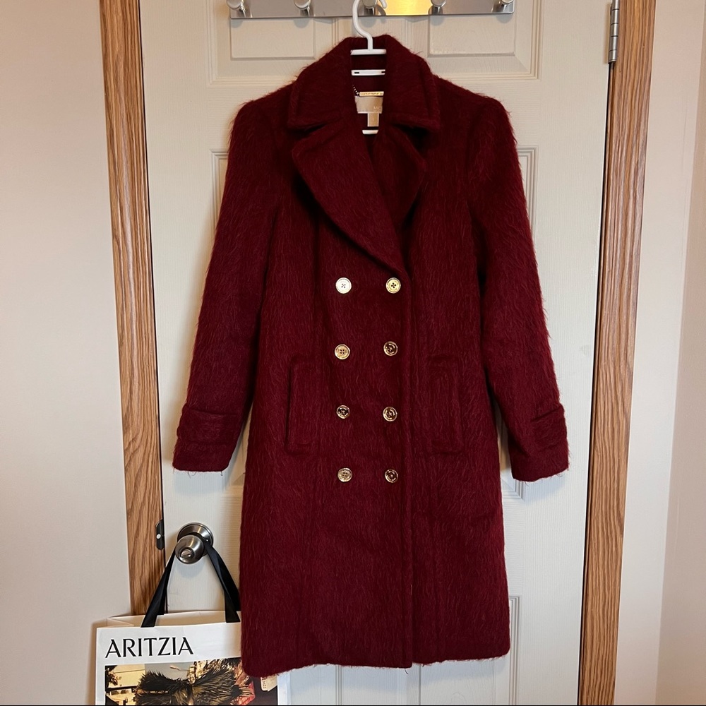 Michael Kors fancy red fur military style coat
